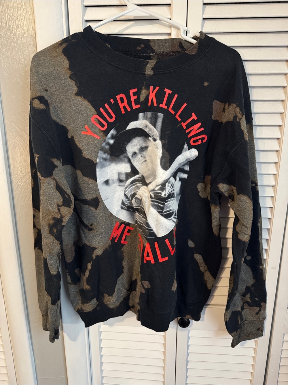 Black Bleach-Splatter Graphic Crewneck Sweatshirt - You're Killing Me Ally